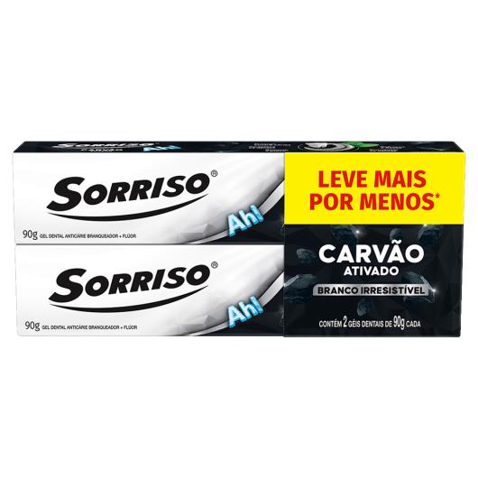 Pack Gel Dental Carvão Ativado Sorriso Branco Irresistível Caixa 2 Unidades 90g Cada Leve Mais Pague Menos - Imagem em destaque