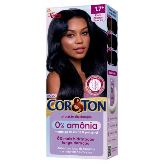 Kit Coloração Creme 1.7+ Preto Azulado Especial Niely Cor&Ton 0% Amônia - Imagem em destaque