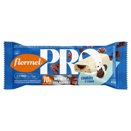 Barra de Proteína Cookies n' Cream Flormel Pro Whey + Colágeno Pacote 35g - Imagem em destaque