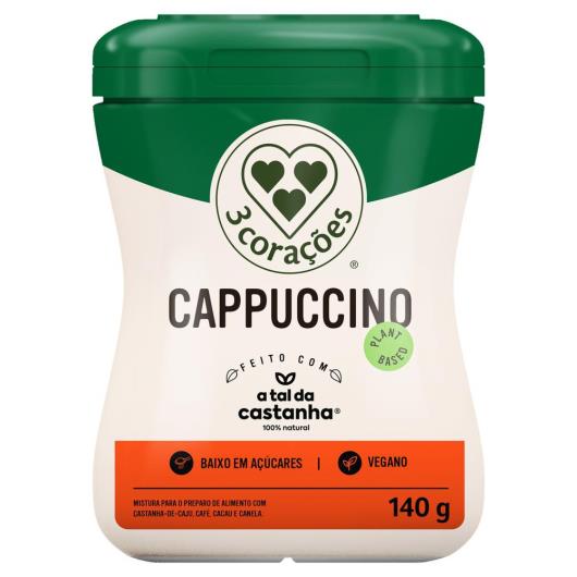 Cappuccino Vegano 3 Corações Pote 140g - Imagem em destaque