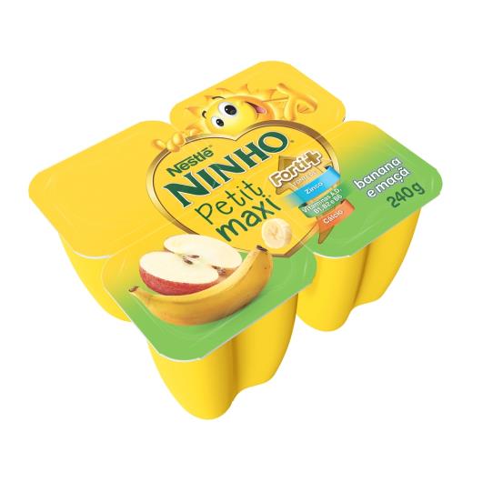 Petit Suisse Banana e Maçã Ninho Petit Maxi Forti+ Bandeja 240g 4 Unidades - Imagem em destaque