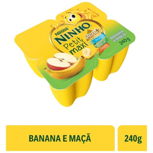 Petit Suisse Banana e Maçã Ninho Petit Maxi Forti+ Bandeja 240g 4 Unidades - Imagem em destaque