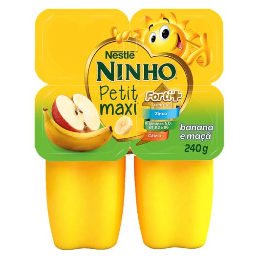 Petit Suisse Banana e Maçã Ninho Petit Maxi Forti+ Bandeja 240g 4 Unidades - Imagem em destaque