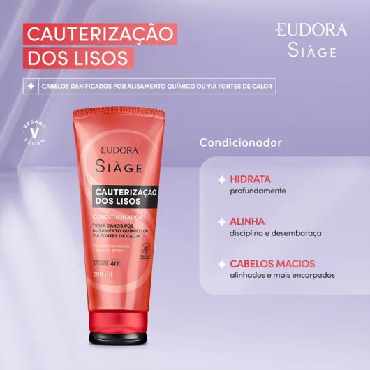 Condicionador Eudora Siàge Cauterização dos Lisos Bisnaga 200ml - Imagem em destaque