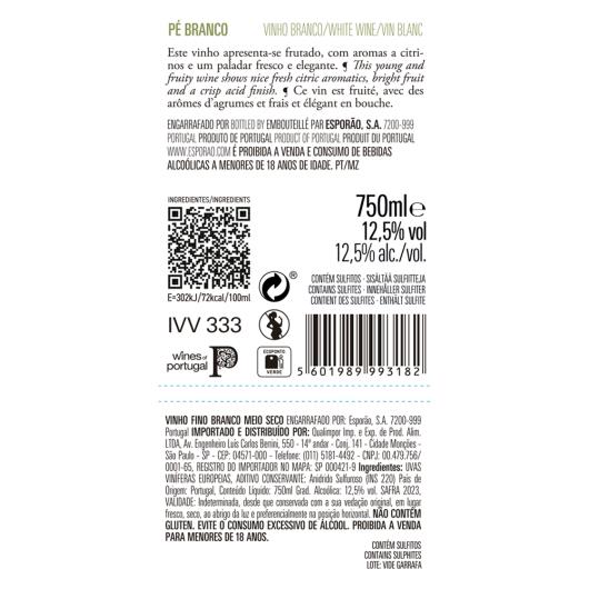 Vinho Português White Blend Esporão Pé Branco Garrafa 750ml - Imagem em destaque