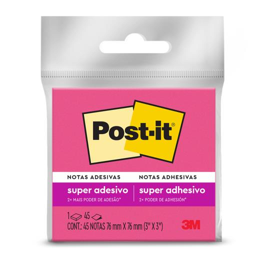 Bloco de Notas Adesivas Rosa Post-it 76mm x 76mm 45 Folhas - Imagem em destaque