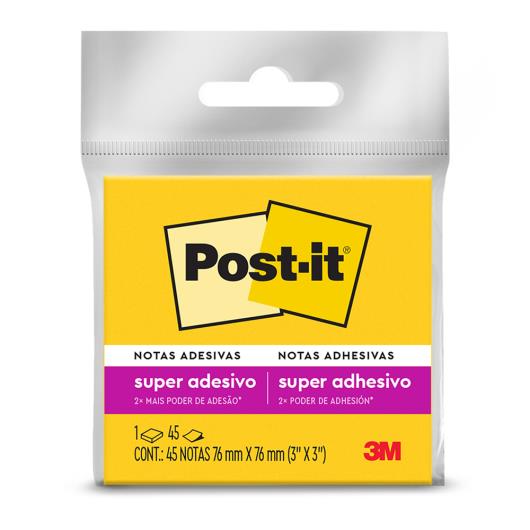 Bloco de Notas Adesivas Amarelo Neon Post-it 76mm x 76mm 45 Folhas - Imagem em destaque