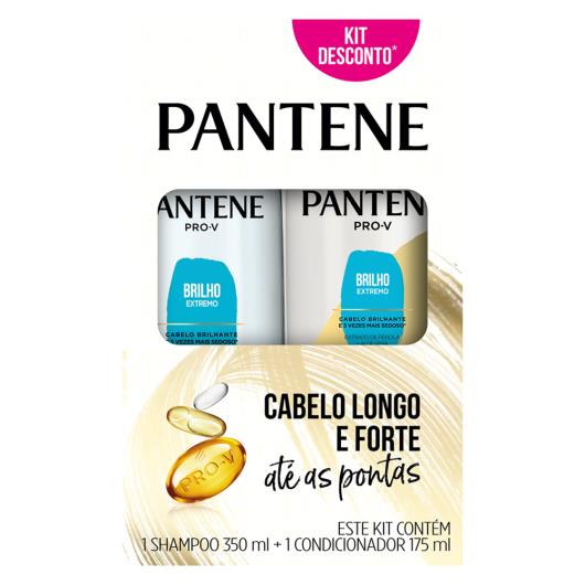 Kit Shampoo 400ml + Condicionador 175ml Pantene Brilho Extremo - Imagem em destaque