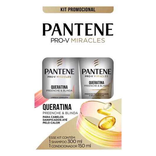 Kit Shampoo 300ml + Condicionador 150ml Pantene Queratina Preenche & Blinda - Imagem em destaque