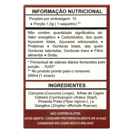 Chá Real de Cúrcuma, Gengibrem Capim Cidreira e Pimenta Preta 15g - Imagem em destaque