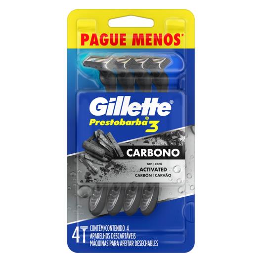 Aparelho Descartável para Barbear Gillette Prestobarba3 Carbono 4 Unidades Pague Menos - Imagem em destaque