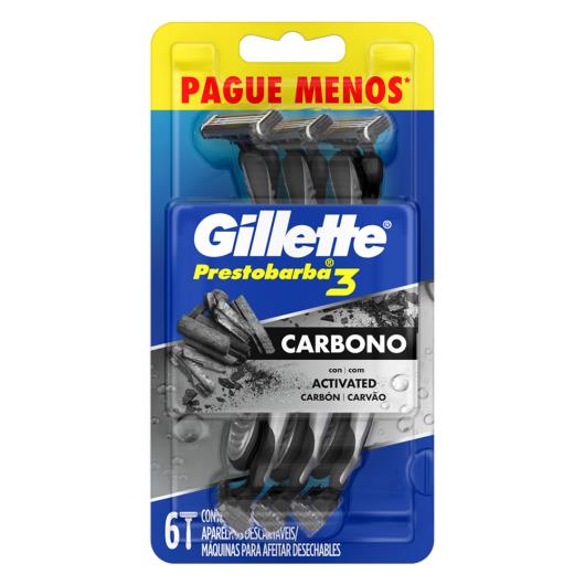 Aparelho Descartável para Barbear Gillette Prestobarba3 Carbono 6 Unidades Pague Menos - Imagem em destaque