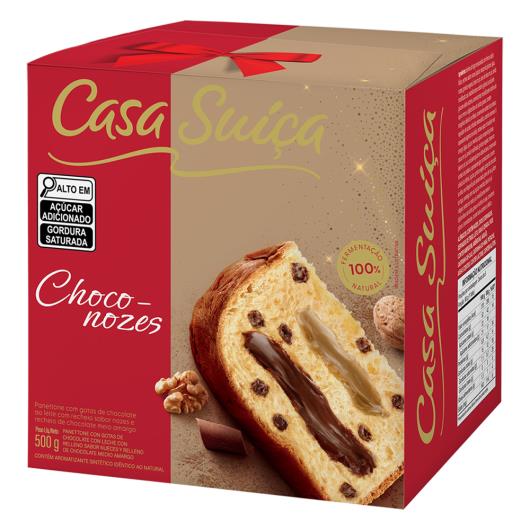 Panettone com Gotas de Chocolate ao Leite Recheio Nozes e Chocolate Meio Amargo Casa Suíça Choco-Nozes Caixa 500g - Imagem em destaque