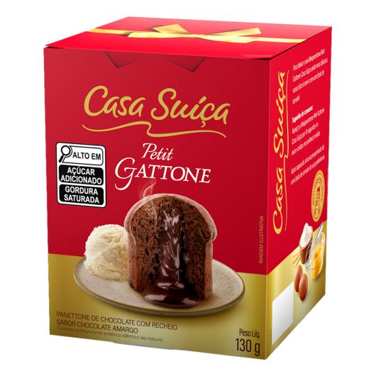 Panettone Petit Gattone Recheio Chocolate Amargo Casa Suíça Caixa 130g - Imagem em destaque