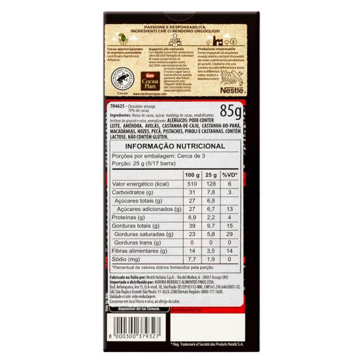 Chocolate Italiano Amargo 70% Cacau Extra Dark Perugina Nero Caixa 85g - Imagem em destaque