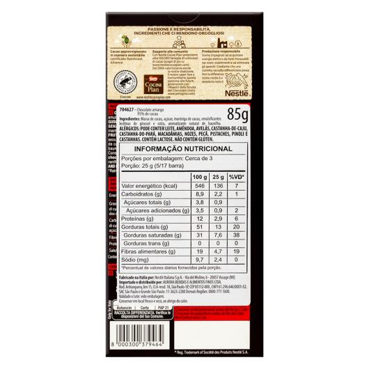 Chocolate Italiano Amargo 95% Cacau Extra Dark Perugina Nero Caixa 85g - Imagem em destaque