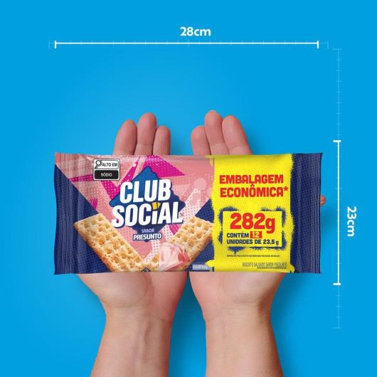 Pack Biscoito Presunto Club Social Pacote 282g 12 Unidades Embalagem Econômica - Imagem em destaque