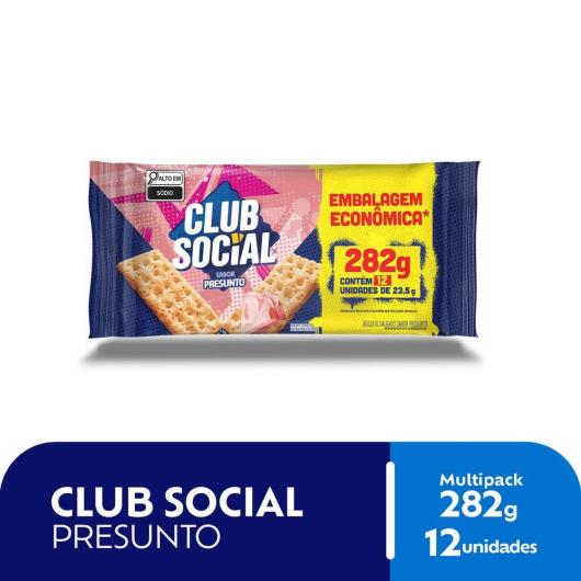 Pack Biscoito Presunto Club Social Pacote 282g 12 Unidades Embalagem Econômica - Imagem em destaque