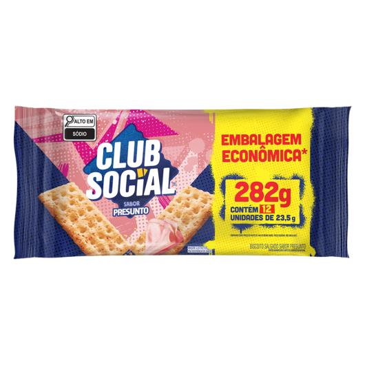 Pack Biscoito Presunto Club Social Pacote 282g 12 Unidades Embalagem Econômica - Imagem em destaque