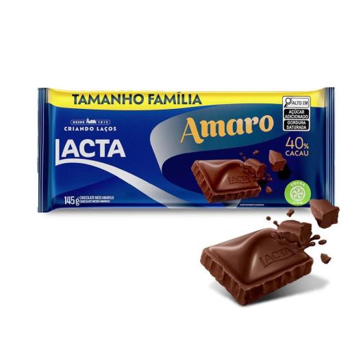 Chocolate Meio Amargo 40% Cacau Lacta Amaro Pacote 145g Tamanho Família - Imagem em destaque