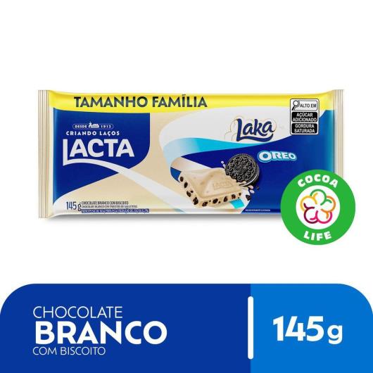 Chocolate Branco com Biscoito Oreo Lacta Laka Pacote 145g Tamanho Família - Imagem em destaque