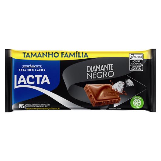 Chocolate ao Leite Crocante Lacta Diamante Negro Pacote 145g Tamanho Família - Imagem em destaque