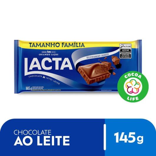 Chocolate ao Leite Lacta Pacote 145g Tamanho Família - Imagem em destaque