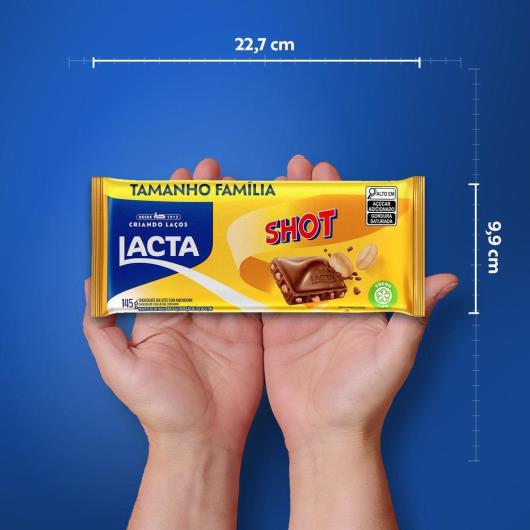 Chocolate ao Leite com Amendoim Lacta Shot Pacote 145g Tamanho Família - Imagem em destaque