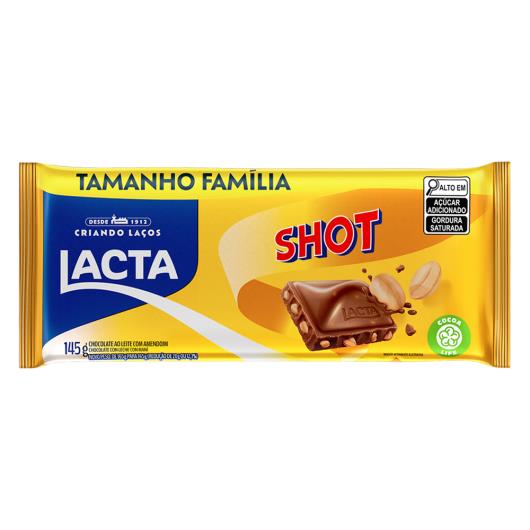 Chocolate ao Leite com Amendoim Lacta Shot Pacote 145g Tamanho Família - Imagem em destaque