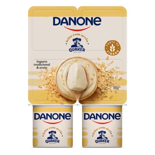 Iogurte Integral Tradicional & Aveia Quaker Danone Bandeja 340g 4 Unidades - Imagem em destaque