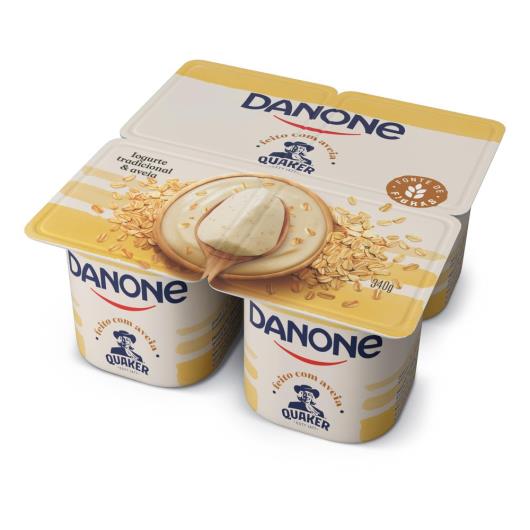 Iogurte Integral Tradicional & Aveia Quaker Danone Bandeja 340g 4 Unidades - Imagem em destaque