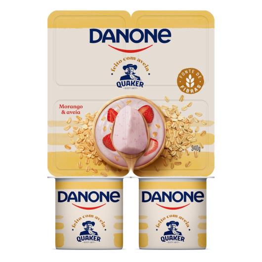 Iogurte Integral Morango & Aveia Quaker Danone Bandeja 340g 4 Unidades - Imagem em destaque