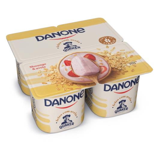 Iogurte Integral Morango & Aveia Quaker Danone Bandeja 340g 4 Unidades - Imagem em destaque