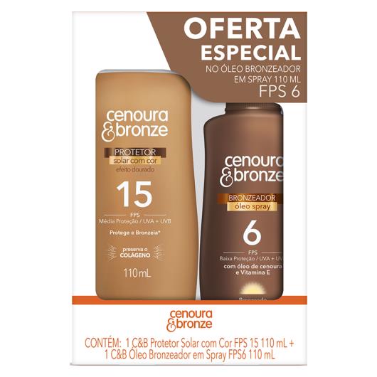 Kit Protetor Solar FPS 30 + Bronzeador Óleo FPS 6 Cenoura & Bronze 110ml Cada Spray - Imagem em destaque