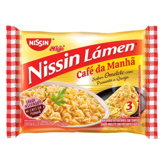 Macarrão Instantâneo Lámen Omelete com Presunto e Queijo Nissin Miojo Café da Manhã Pacote 85g - Imagem em destaque