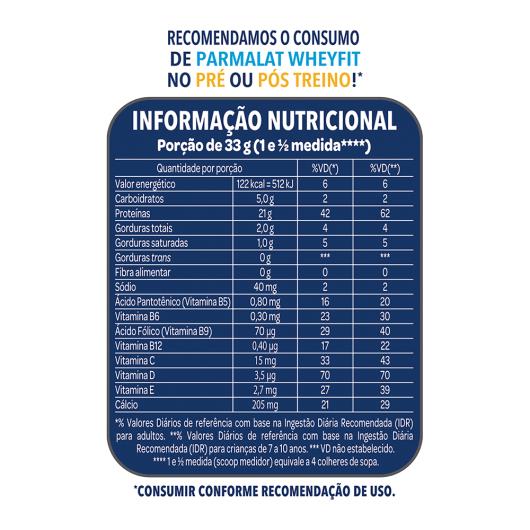 Suplemento Proteico Pó Chocolate Parmalat Whey Fit Pacote 450g - Imagem em destaque