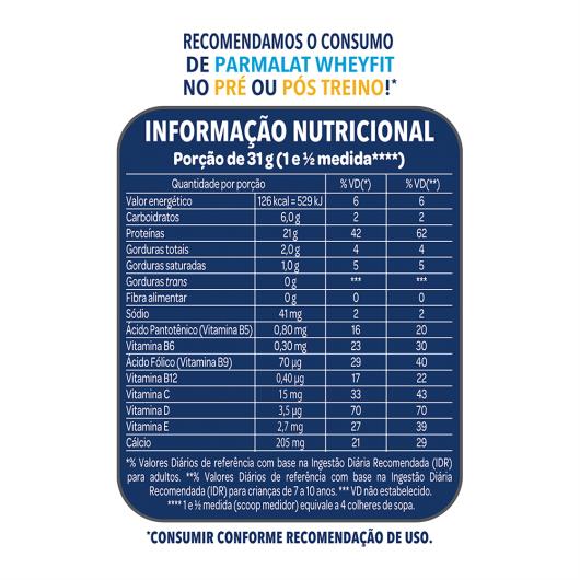 Suplemento Proteico Pó Morango Parmalat Whey Fit Pacote 450g - Imagem em destaque