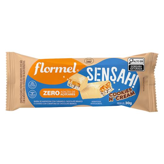 Barra de Nuts Cookies n'Cream Cobertura Chocolate Branco Flormel Sensah! Pacote 30g - Imagem em destaque