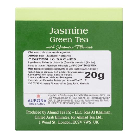 Chá Verde Jasmine Romance Ahmad Tea London Caixa 20g 10 Unidades - Imagem em destaque