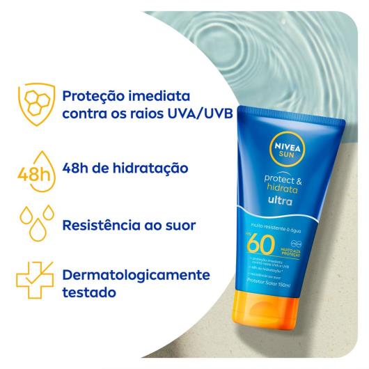 Protetor Solar Ultra FPS 60 Nivea Sun Protect & Hidrata Bisnaga 150ml - Imagem em destaque