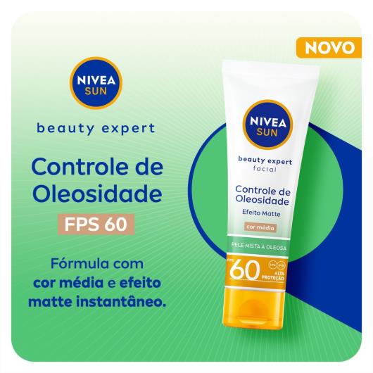 Protetor Solar NIVEA SUN Facial Beauty Expert Controle de Oleosidade Com Cor Média FPS 60 50g - Imagem em destaque