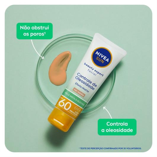 Protetor Solar NIVEA SUN Facial Beauty Expert Controle de Oleosidade Com Cor Média FPS 60 50g - Imagem em destaque