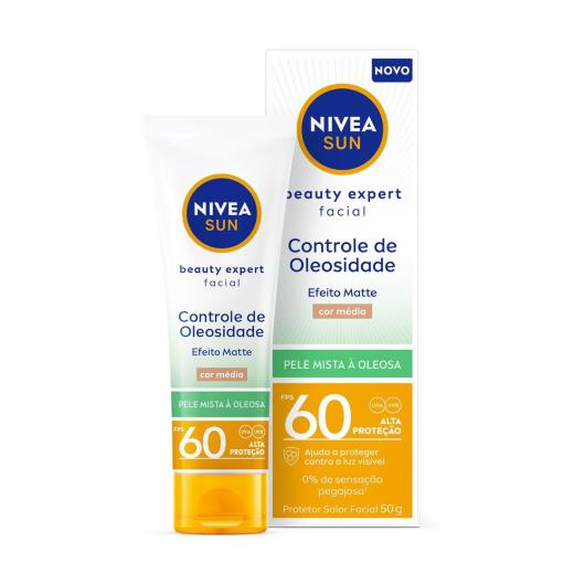 Protetor Solar NIVEA SUN Facial Beauty Expert Controle de Oleosidade Com Cor Média FPS 60 50g - Imagem em destaque