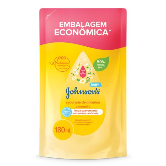 Sabonete Líquido de Glicerina da Cabeça aos Pés Camomila Johnson's Baby Sachê 180ml Embalagem Econômica - Imagem em destaque