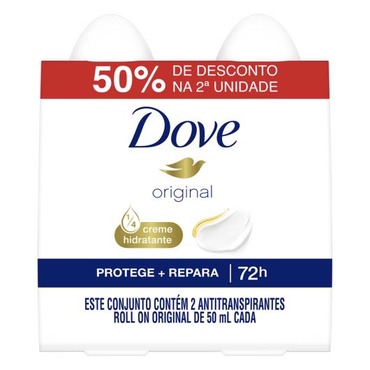 Pack Antitranspirante Roll-On Original Dove 2 Unidades 50ml Cada Grátis 50% de Desconto na 2ª Unidade - Imagem em destaque