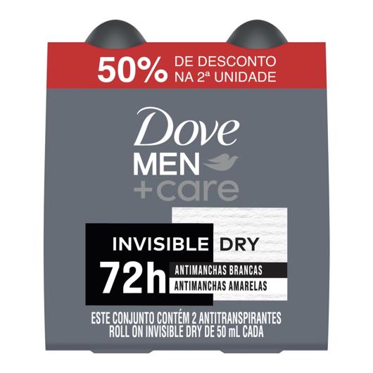 Pack Antitranspirante Roll-On Invisible Dry Dove Men+Care 2 Unidades 50ml Cada Grátis 50% de Desconto na 2ª Unidade - Imagem em destaque