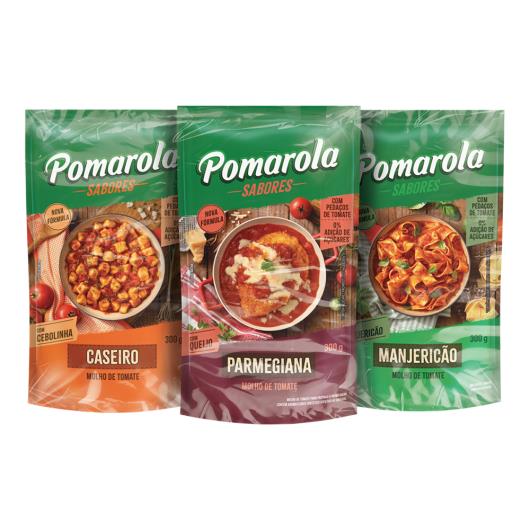 Kit Molho de Tomate à Parmegiana + Caseiro + Manjericão Pomarola Sabores 300g Cada - Imagem em destaque