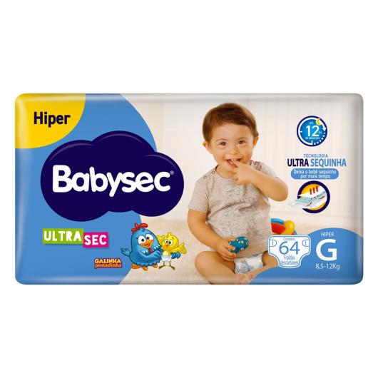 Fralda Descartável Babysec Ultra Sec G Hiperpacote 64 Unidades - Imagem em destaque