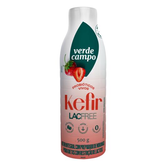 Kefir Integral Morango Zero Lactose Verde Campo Lacfree Garrafa 500g - Imagem em destaque