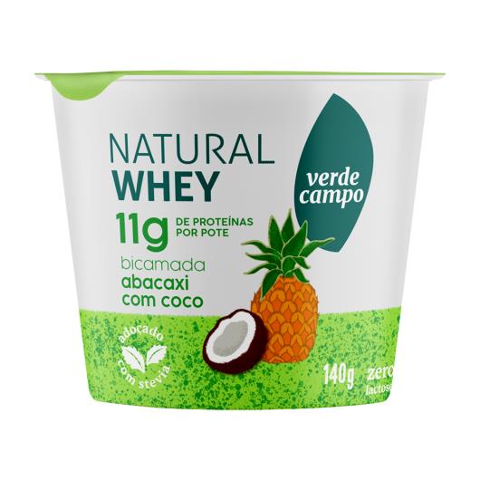 Iogurte Bicamada Abacaxi com Coco Zero Lactose Verde Campo Natural Whey Pote 140g - Imagem em destaque